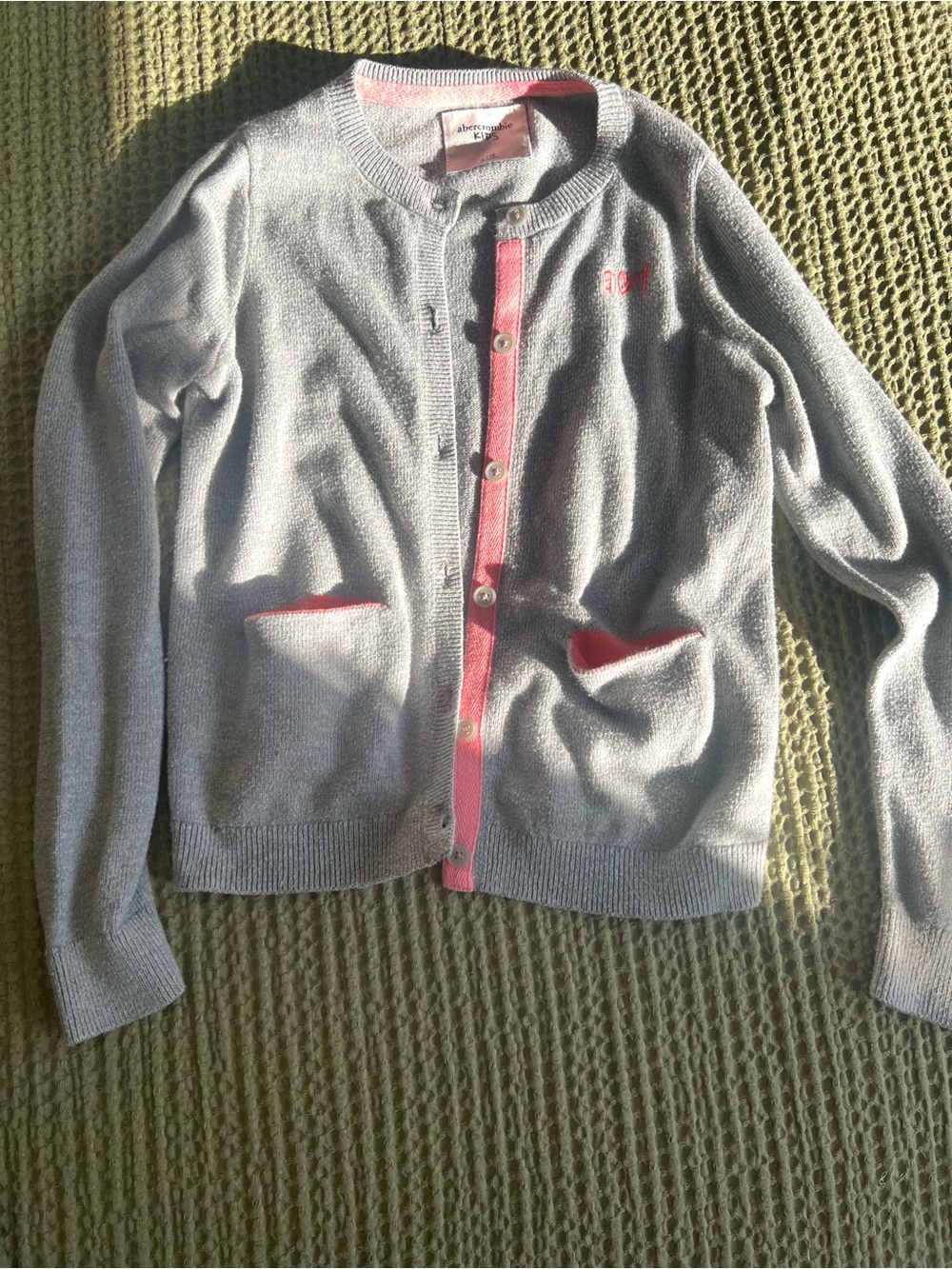 Abercrombie & Fitch Gray Cardigan with Pink Trim